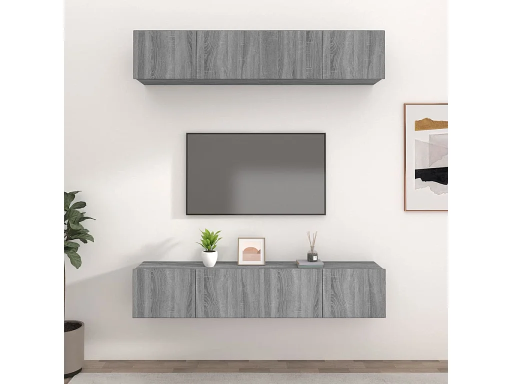 Berkfield TV Cabinets 4 pcs Grey Sonoma 80x30x30 cm Engineered Wood