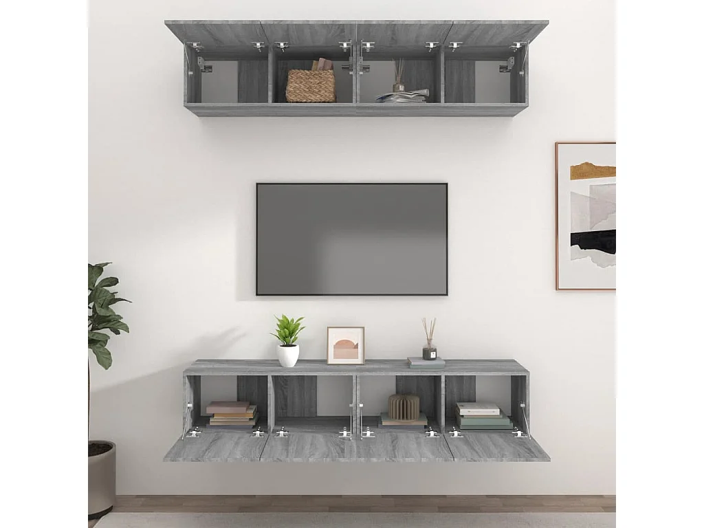 Berkfield TV Cabinets 4 pcs Grey Sonoma 80x30x30 cm Engineered Wood