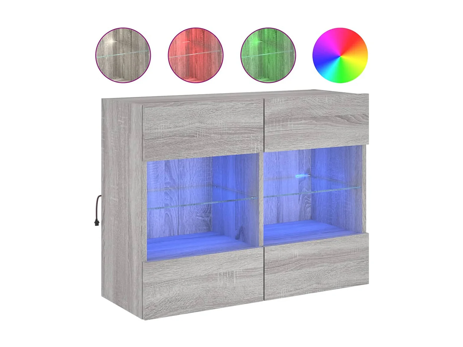 Berkfield TV Wall Cabinet with LED Lights Grey Sonoma 78.5x30x60.5 cm