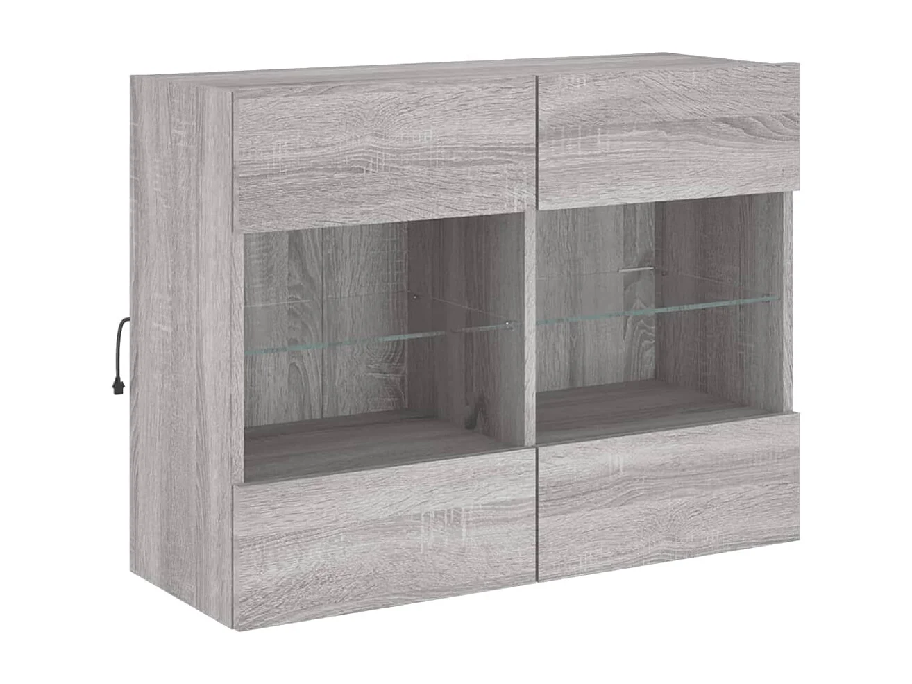 Berkfield TV Wall Cabinet with LED Lights Grey Sonoma 78.5x30x60.5 cm