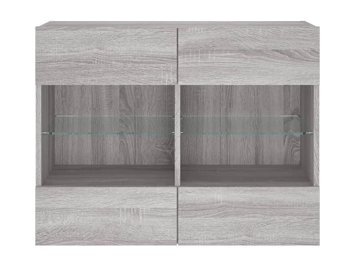 Berkfield TV Wall Cabinet with LED Lights Grey Sonoma 78.5x30x60.5 cm