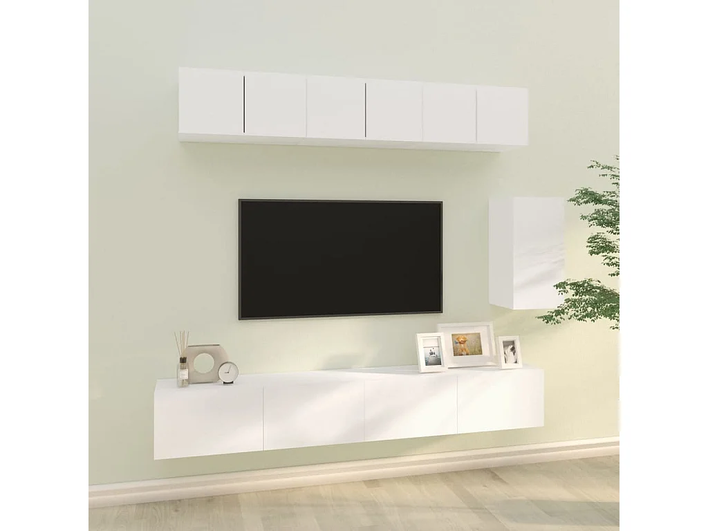 Berkfield 6 Piece TV Cabinet Set White Engineered Wood