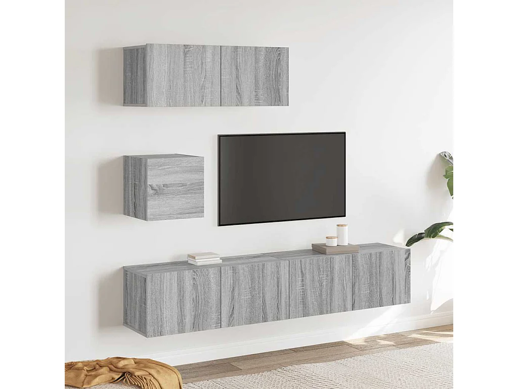 Berkfield 4 Piece TV Cabinet Set Grey Sonoma Engineered Wood