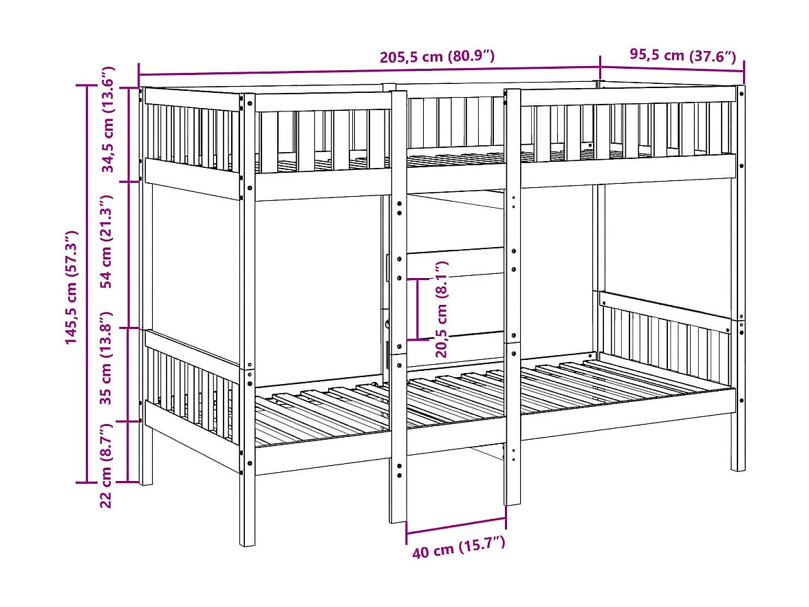 Berkfield Bunk Bed Wax Brown 90x200 cm Solid Wood Pine