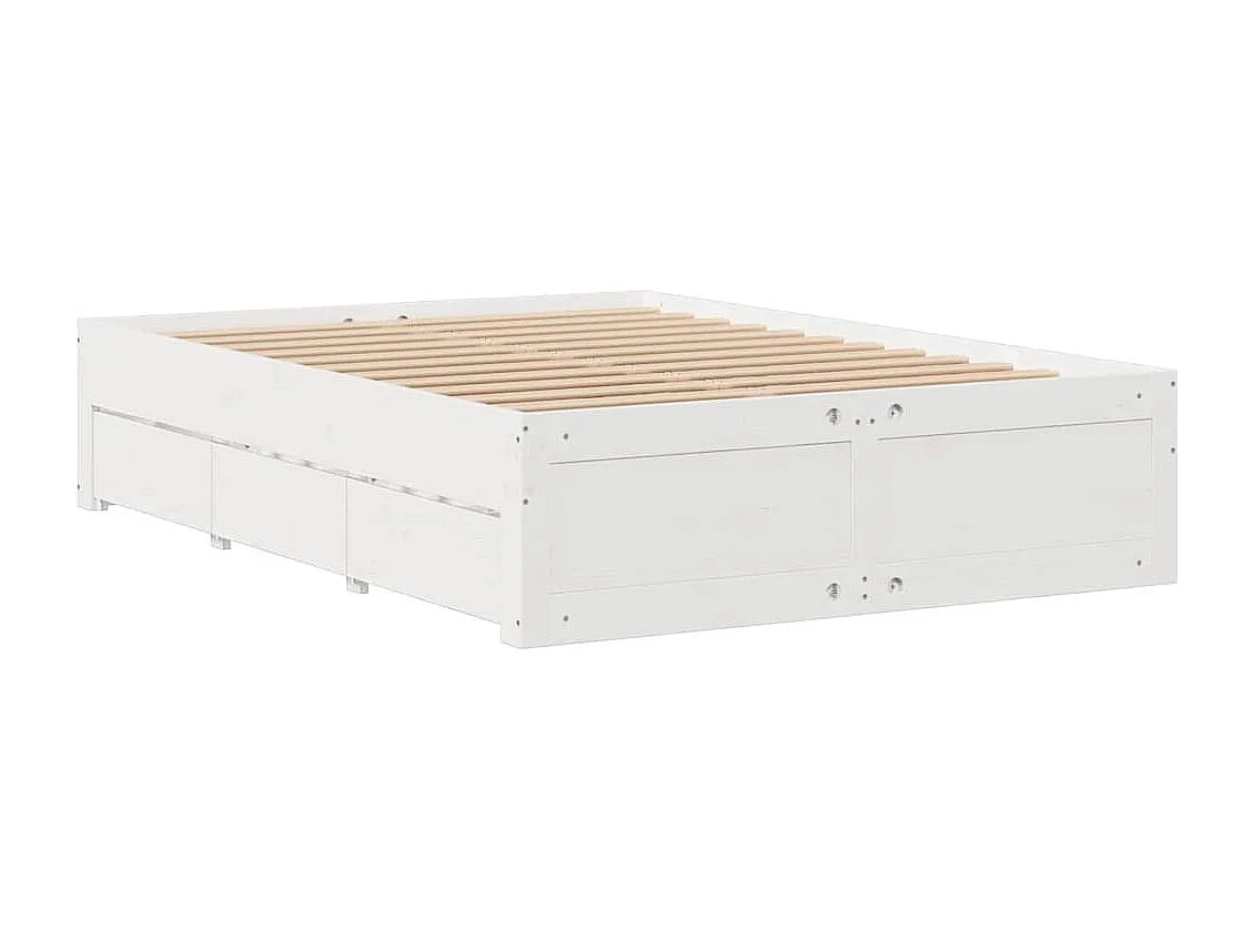 Berkfield Bed Frame without Mattress with Drawers White 140x190 cm Solid Wood Pine