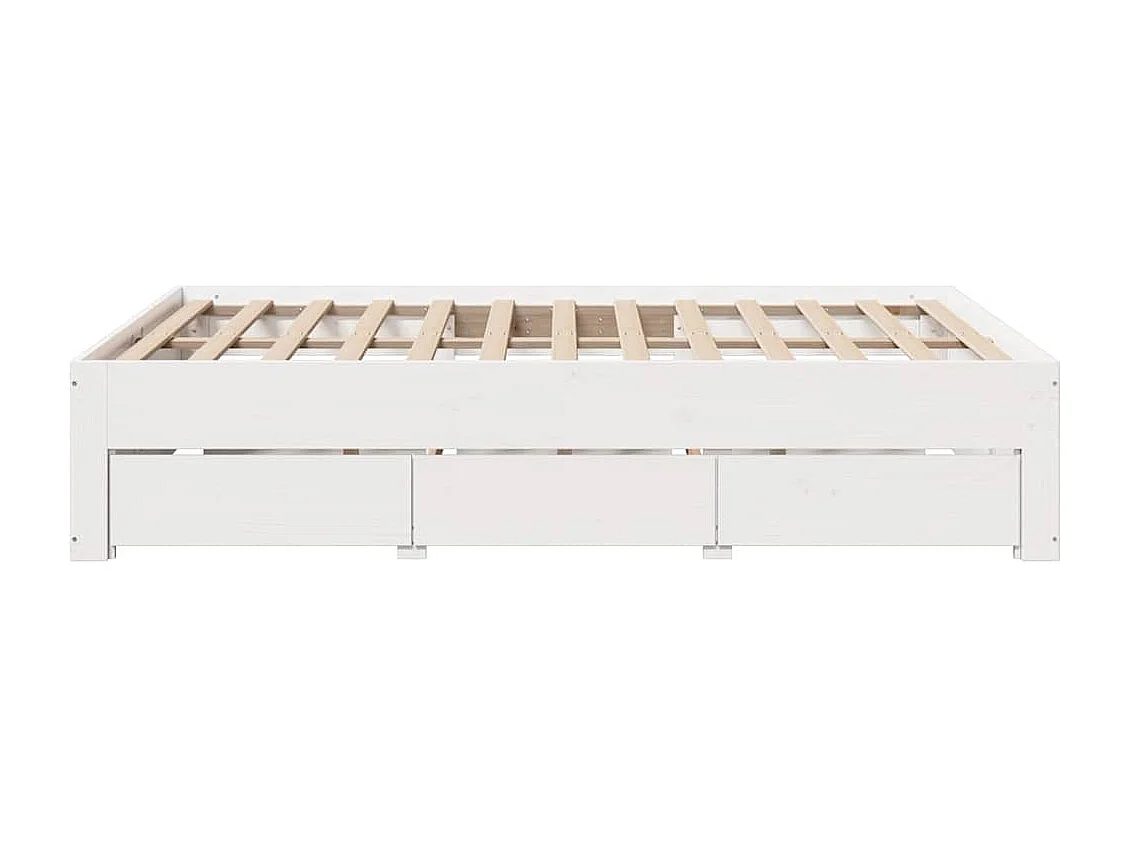 Berkfield Bed Frame without Mattress with Drawers White 140x190 cm Solid Wood Pine