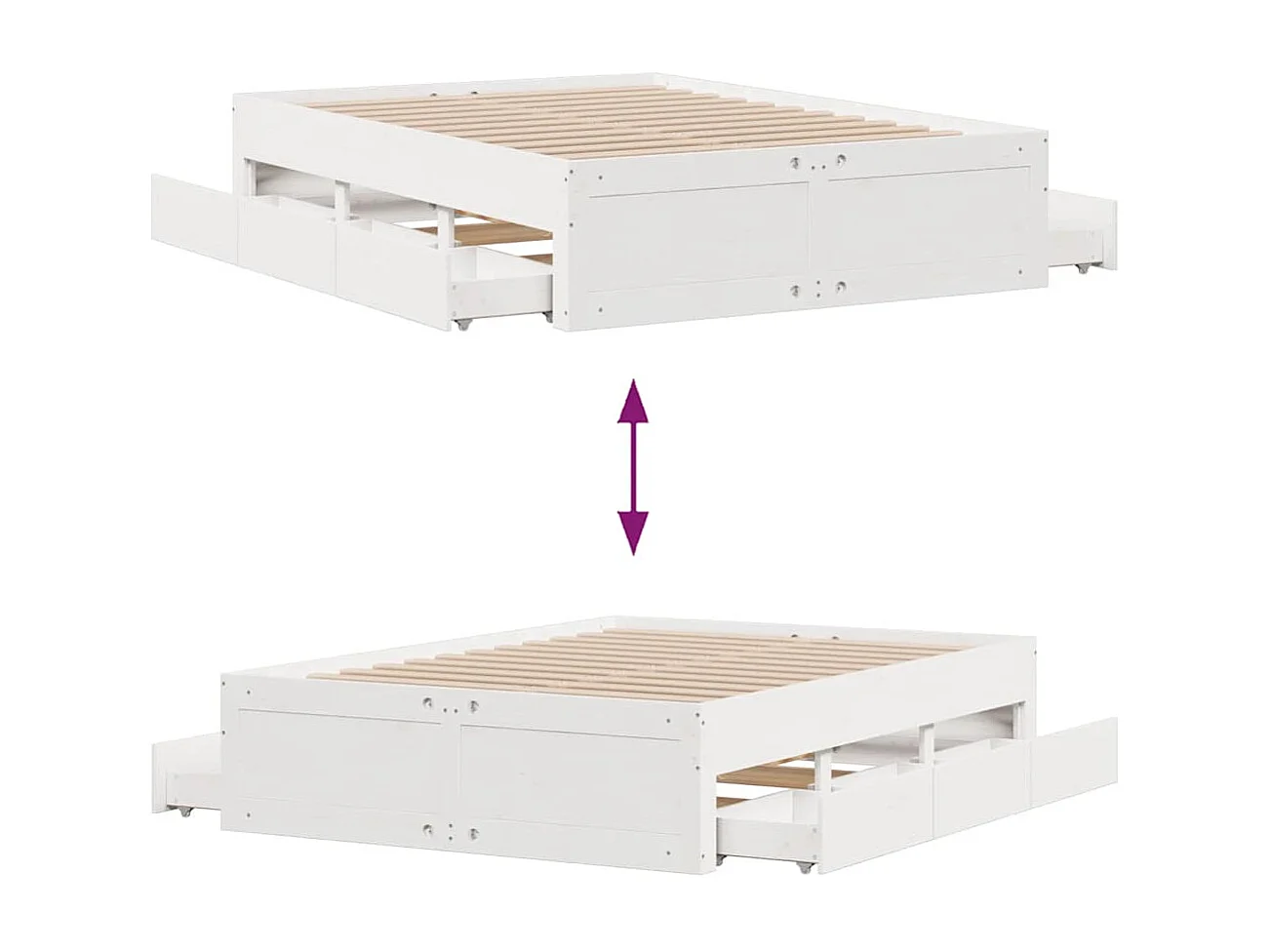 Berkfield Bed Frame without Mattress with Drawers White 140x190 cm Solid Wood Pine