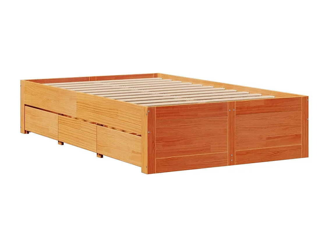 Berkfield Bed Frame without Mattress with Drawers Wax Brown 120x200 cm Solid Wood Pine