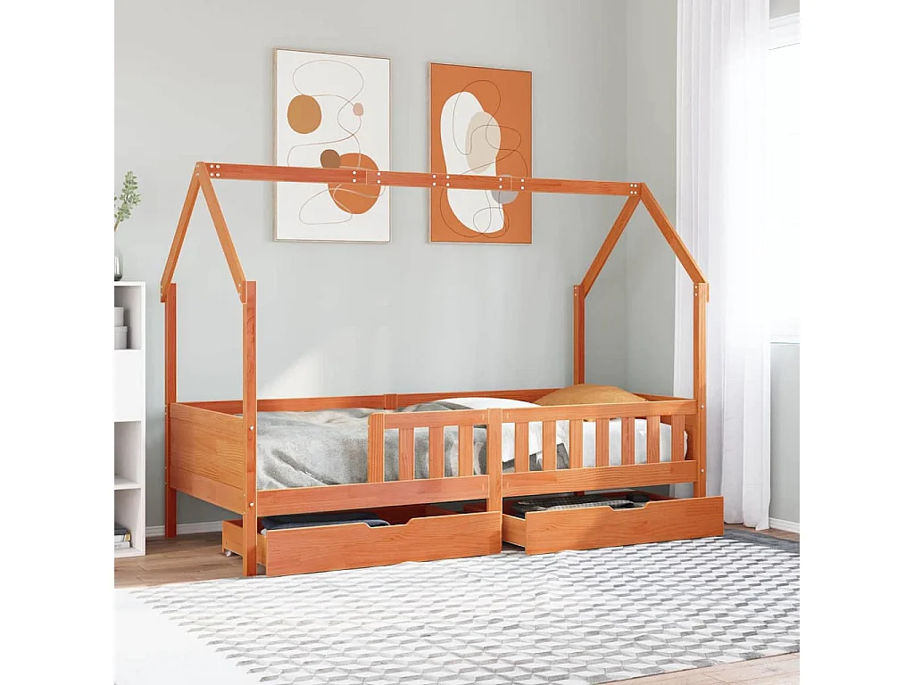 Berkfield Kids Bed Frame with Drawers without Mattress 90x190 cm Single Solid Wood