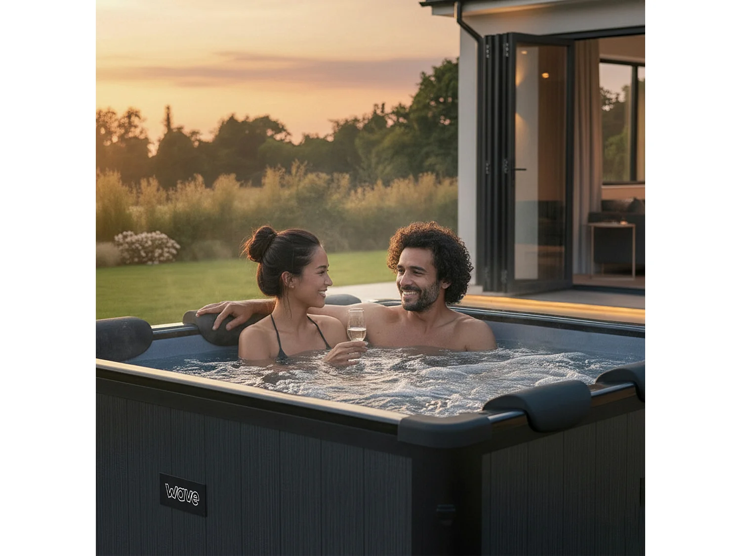 Wave Adriatic | 6 Person Square Frame Hot Tub | Black Wood