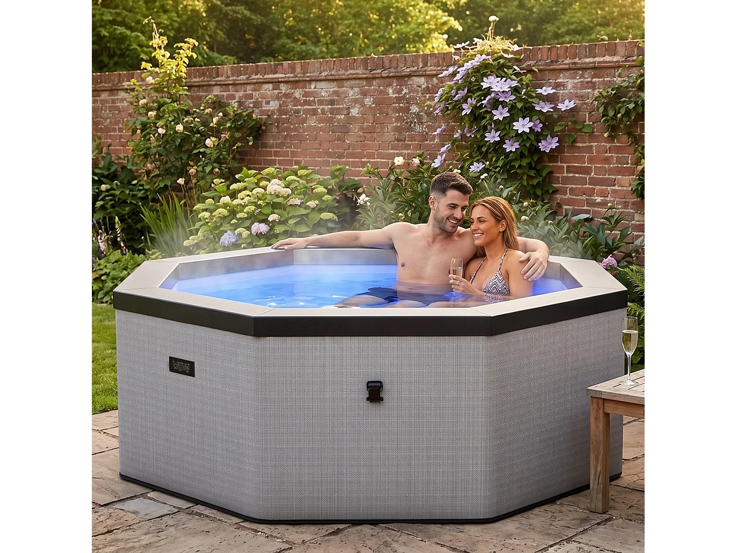 Wave Como 6-Person Octagonal Foam-Insulated Hot Tub & Spa | Light Grey | EnergySave Bundle