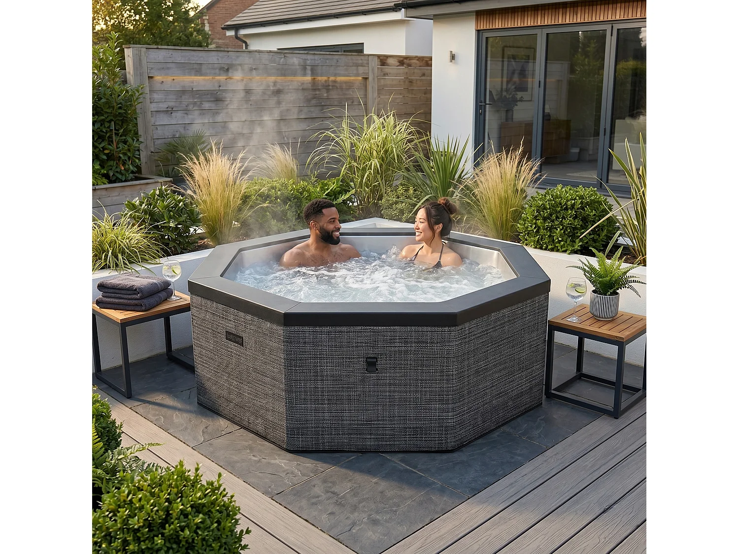 Wave Como 6-Person Octagonal Foam-Insulated Hot Tub & Spa | Anthracite Grey | EnergySave Bundle