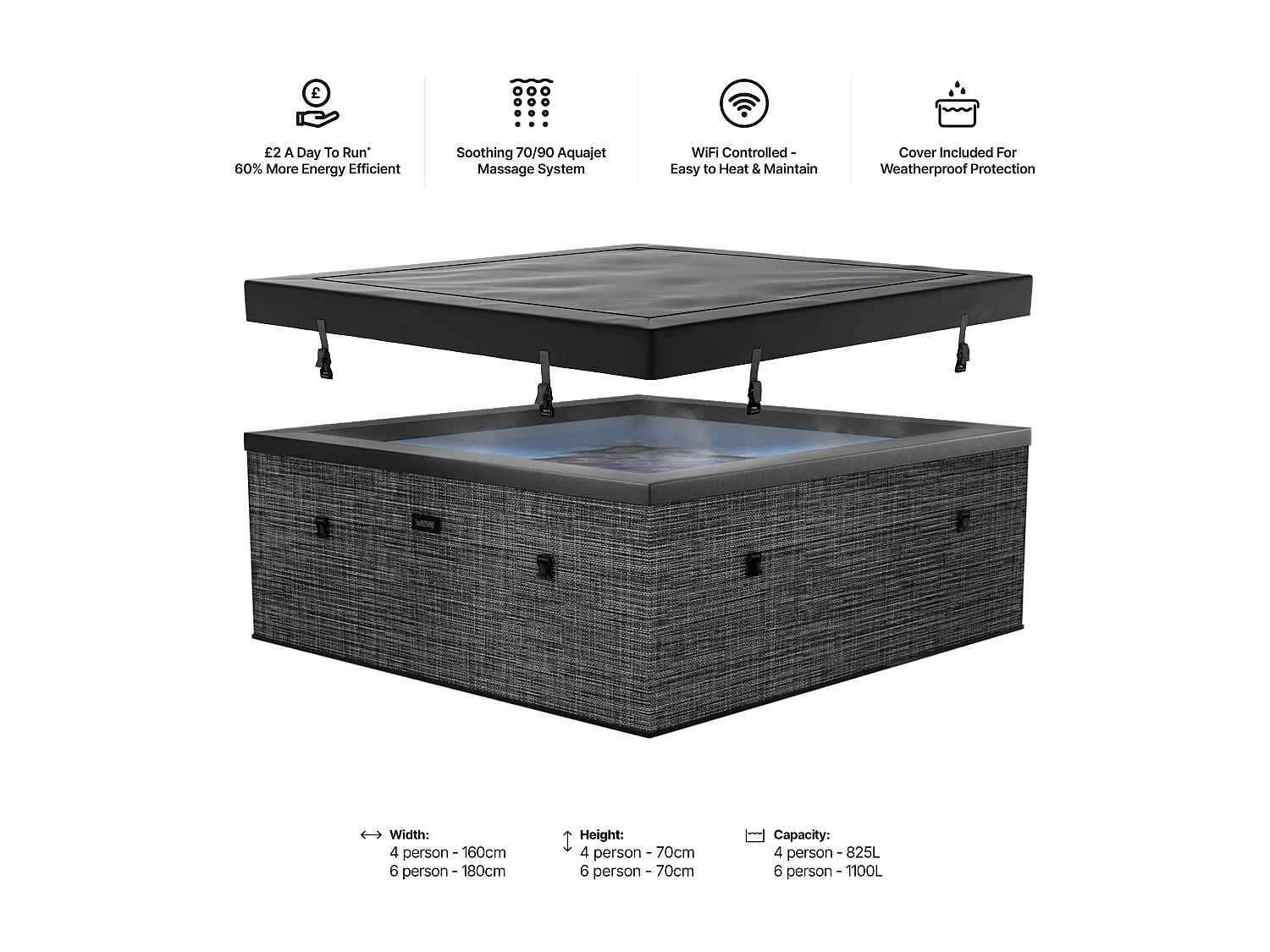 Wave Garda | 4-6 Person Eco Foam Hot Tub | Integrated Heater