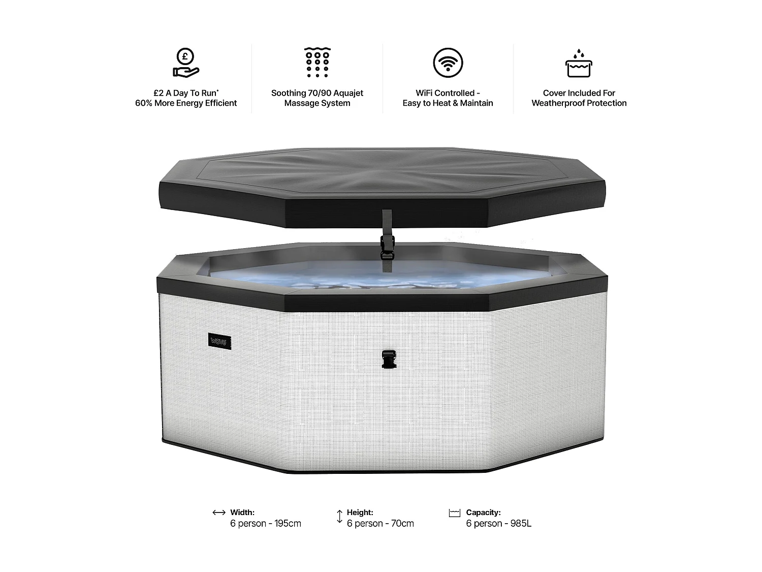 Wave Como | 6-Person Eco Foam Hot Tub | Integrated Heater