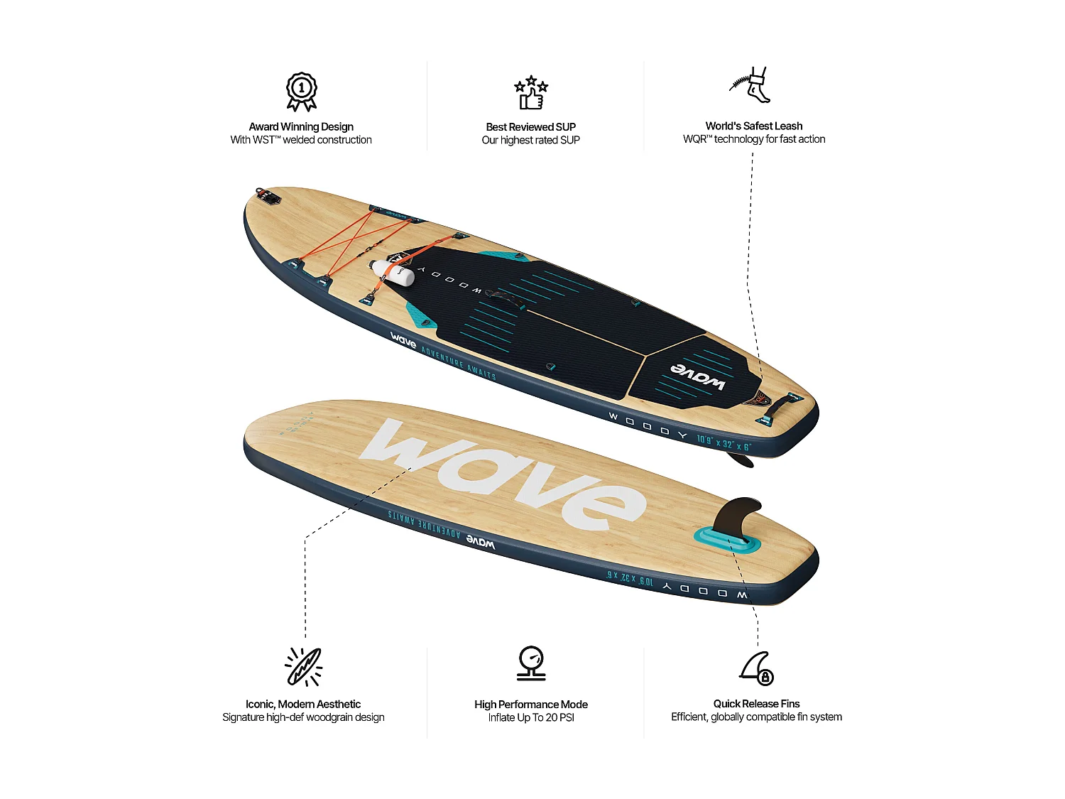 Wave Woody 3.0 SUP | Inflatable Paddleboard | 10'9ft