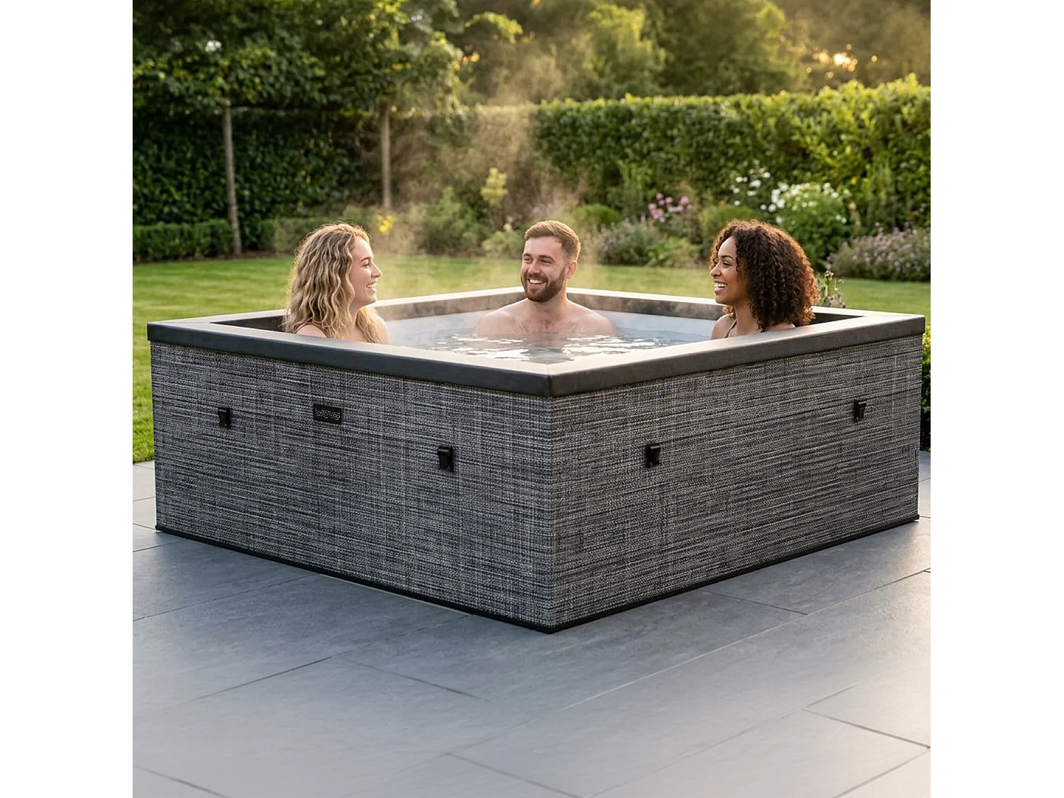 Wave Garda 4-Person Square Foam-Insulated Hot Tub & Spa | Anthracite Grey | EnergySave Bundle