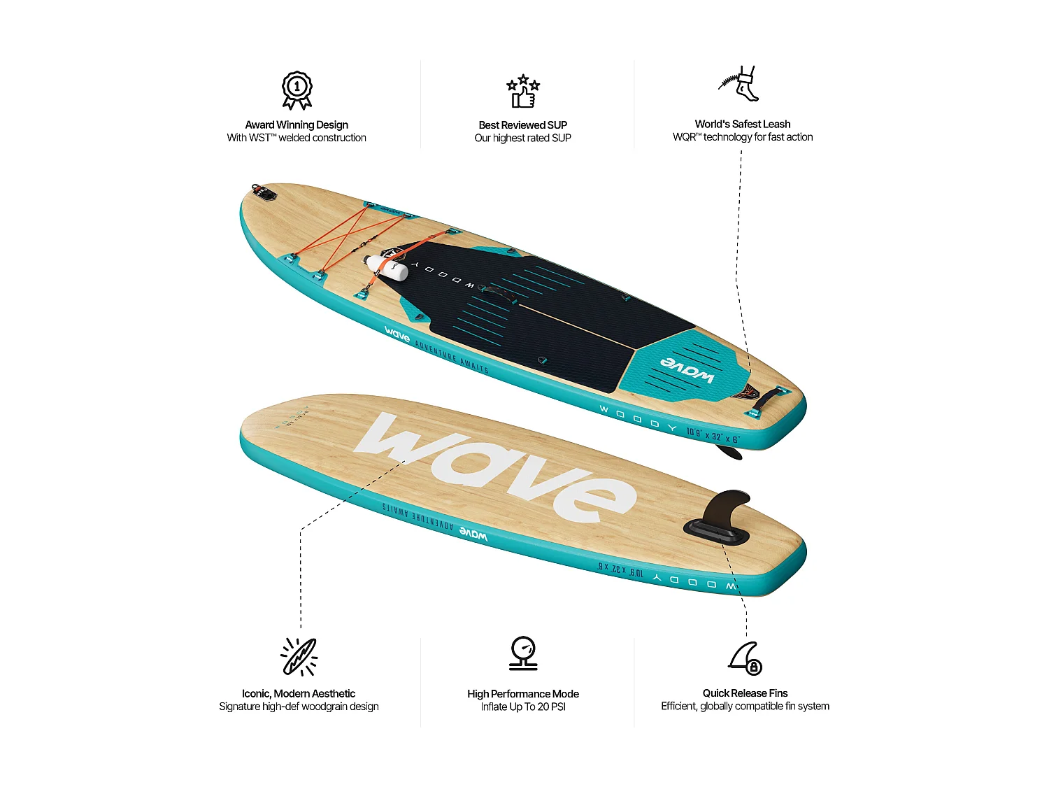 Wave Woody 3.0 SUP | Inflatable Paddleboard | 10'9ft