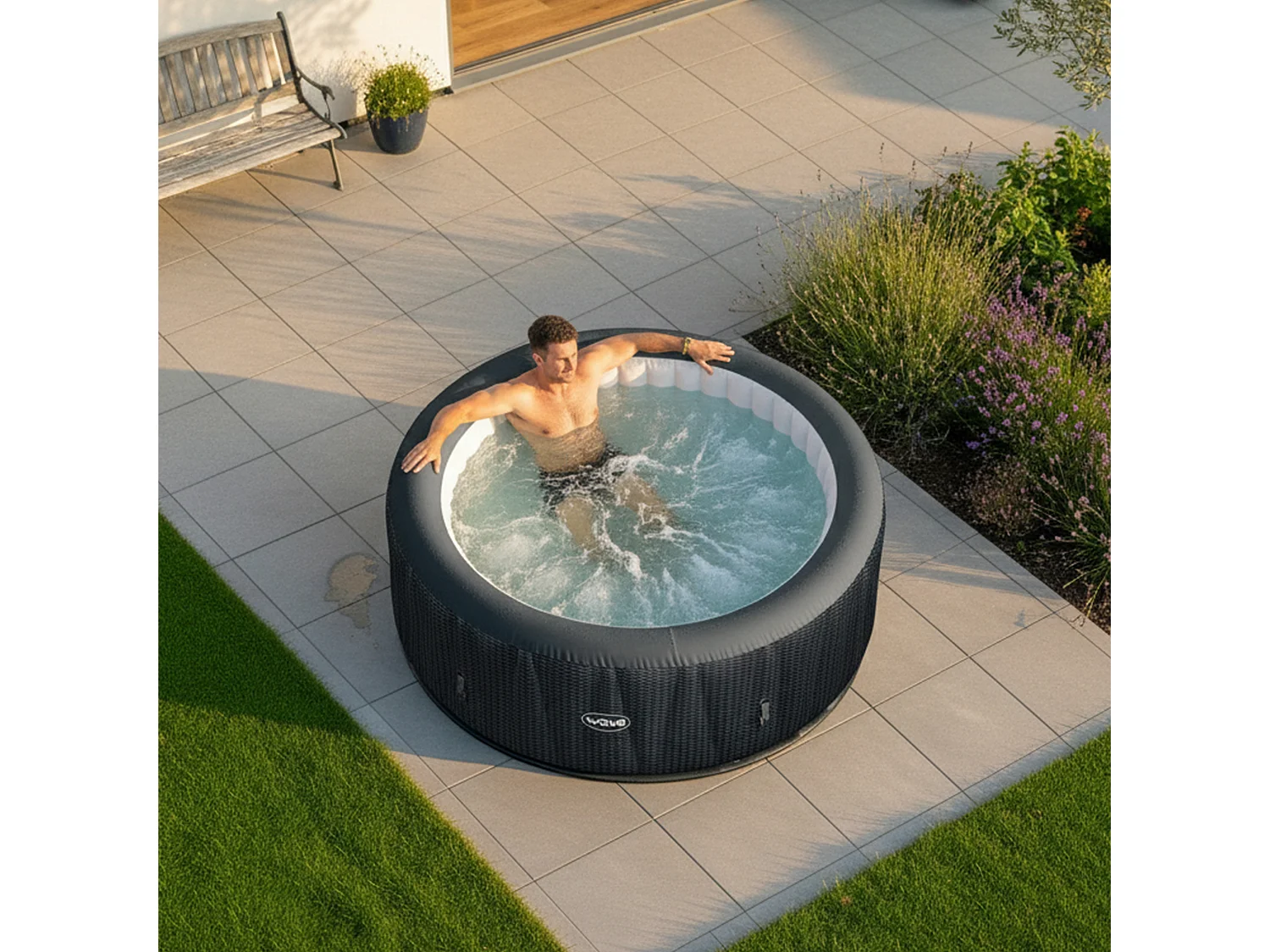Wave Atlantic | 4-6 Person Round Inflatable Hot Tub | EnergySave Bundle
