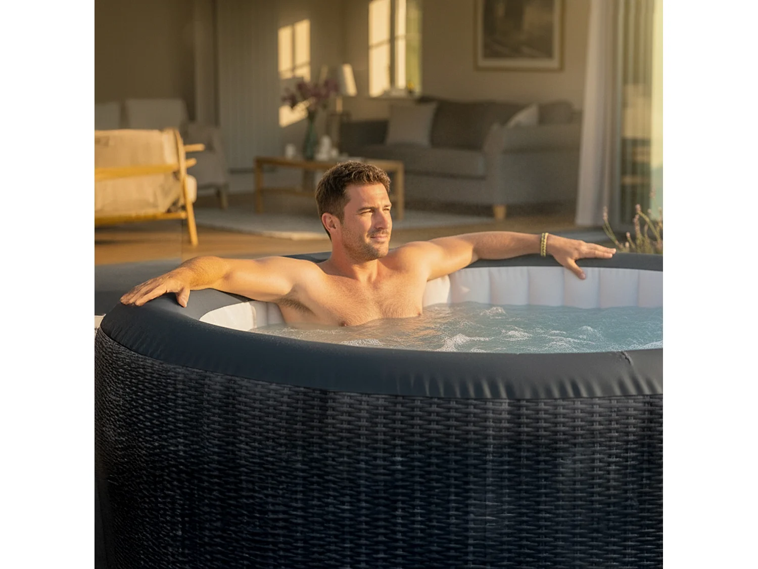 Wave Atlantic | 4-6 Person Round Inflatable Hot Tub | EnergySave Bundle