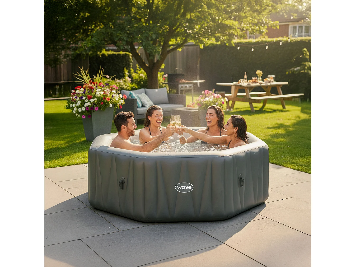 Wave Aegean | 6 Person Octagonal Inflatable Hot Tub | EnergySave Bundle