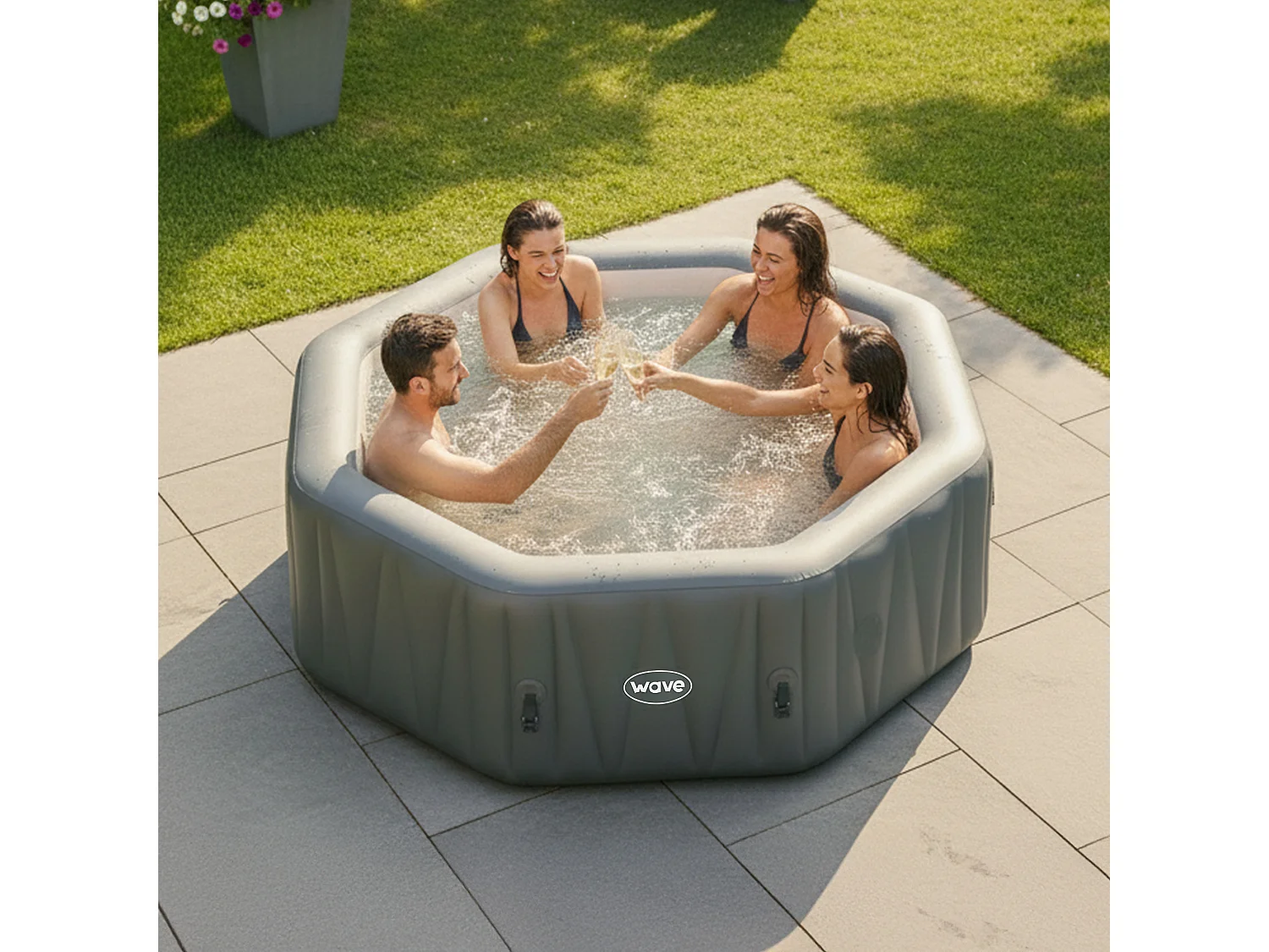 Wave Aegean | 6 Person Octagonal Inflatable Hot Tub | EnergySave Bundle