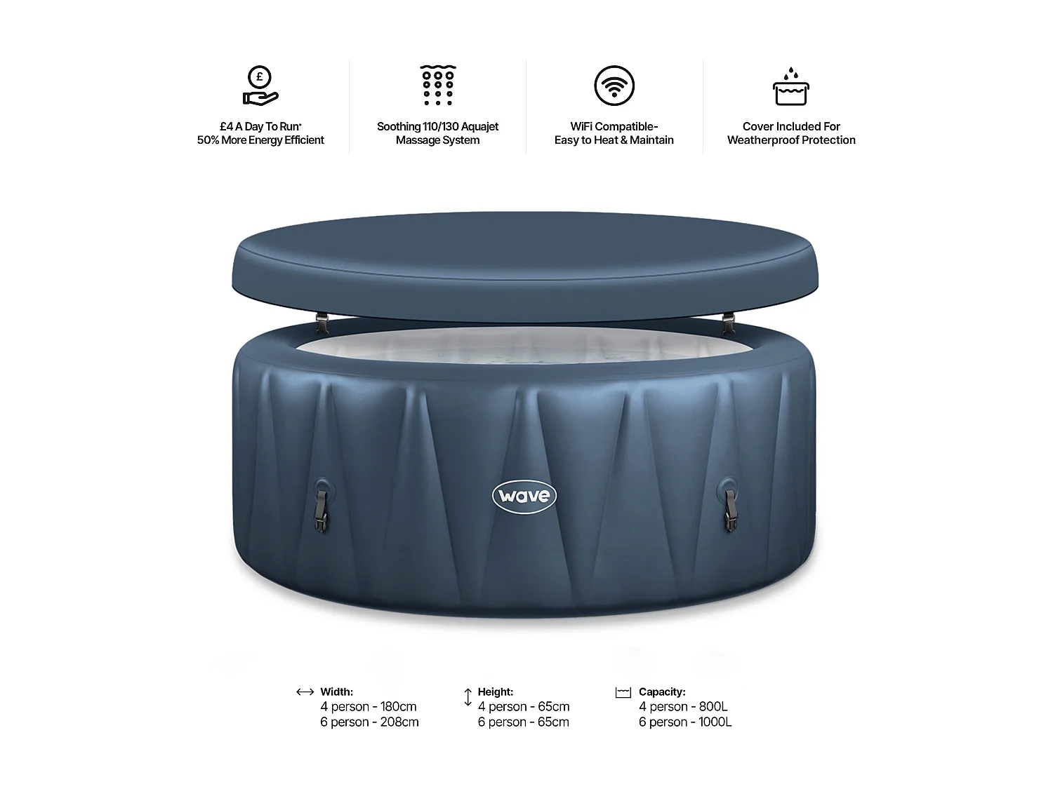 Wave Atlantic | 4-6 Person Round Inflatable Hot Tub