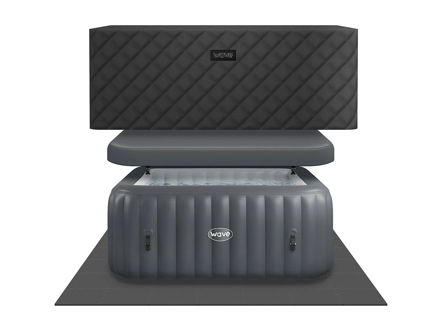 Wave Pacific | 4-6 Person Square Inflatable Hot Tub | EnergySave Bundle