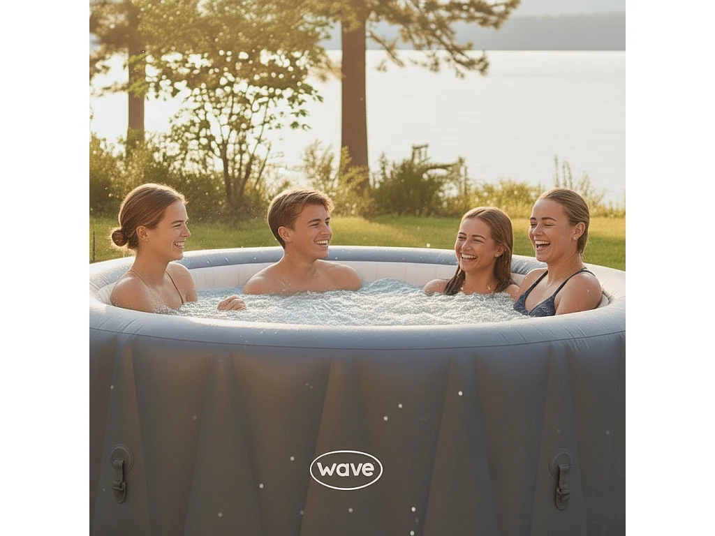 Wave Atlantic 4-Person Round Inflatable Hot Tub & Spa | Anthracite Grey