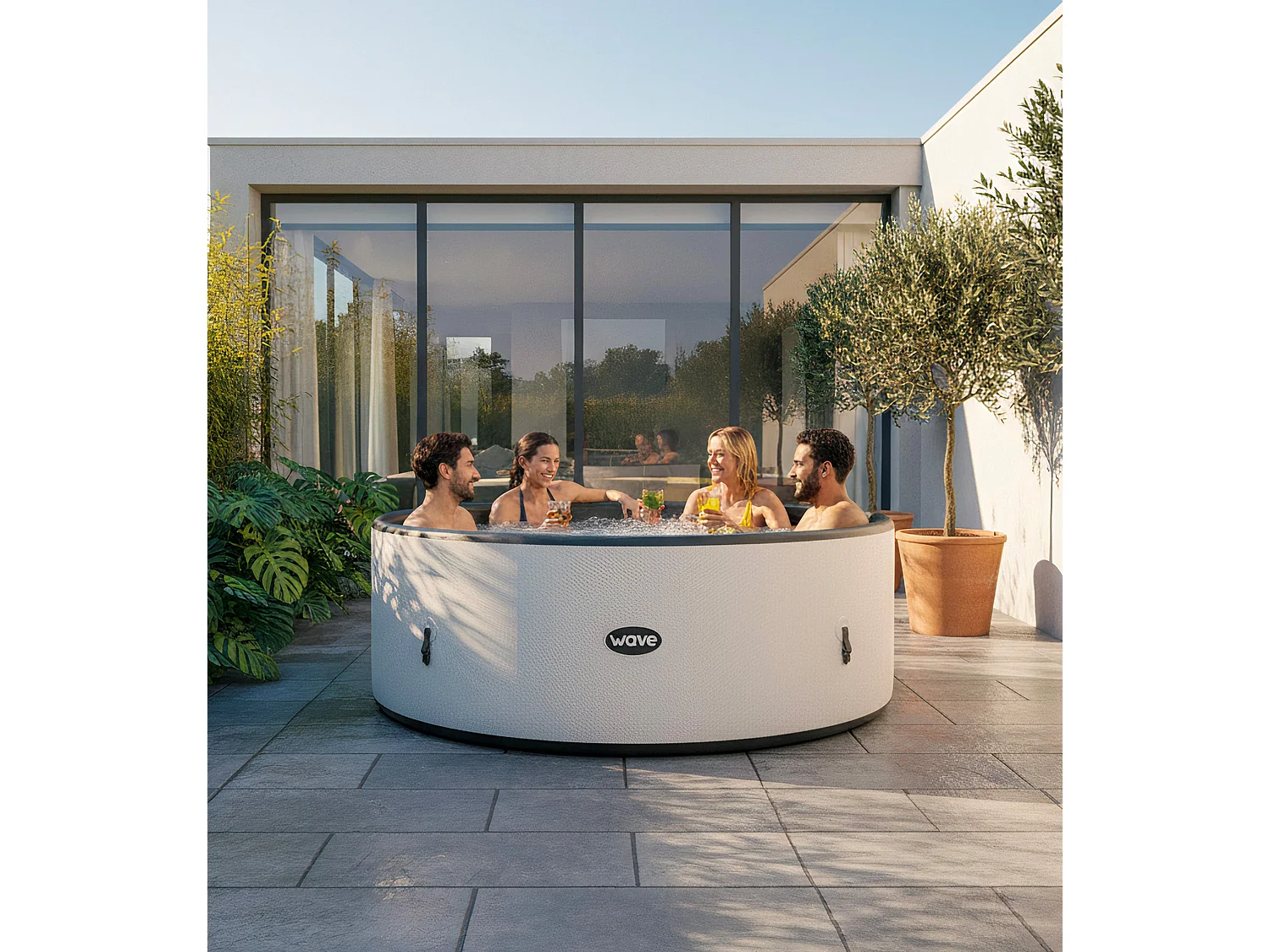 Wave Ontario 6-Person Round Inflatable Drop-Stitch Hot Tub & Spa | White