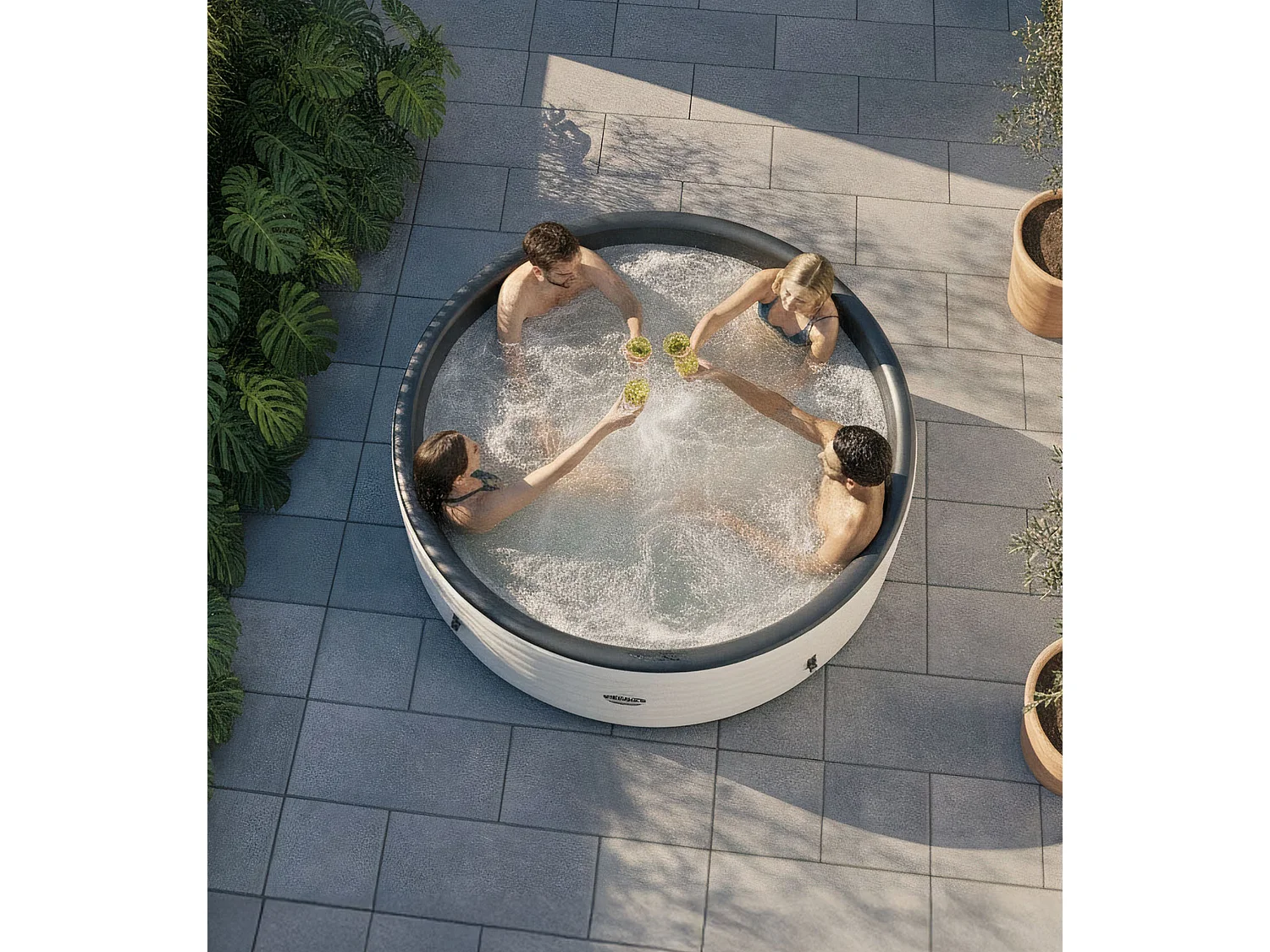 Wave Ontario 6-Person Round Inflatable Drop-Stitch Hot Tub & Spa | White