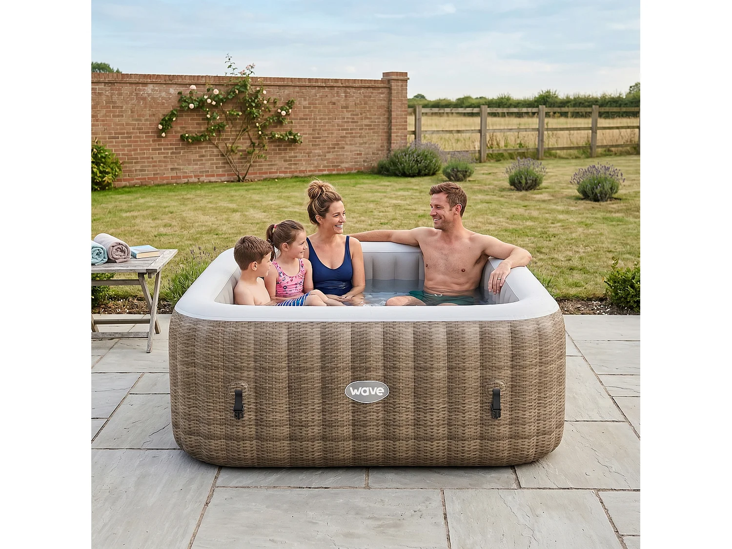 Wave Pacific 6-Person Square Inflatable Hot Tub & Spa | Brown