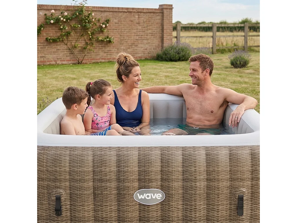 Wave Pacific 6-Person Square Inflatable Hot Tub & Spa | Brown