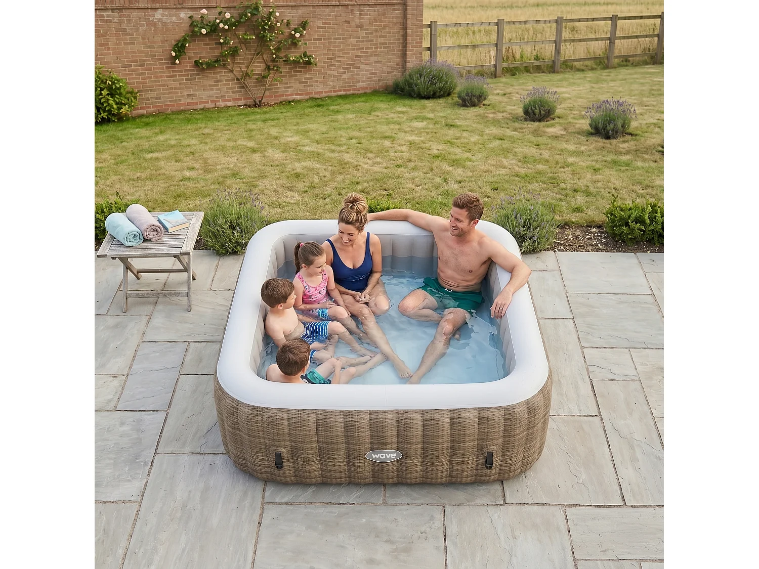 Wave Pacific 6-Person Square Inflatable Hot Tub & Spa | Brown