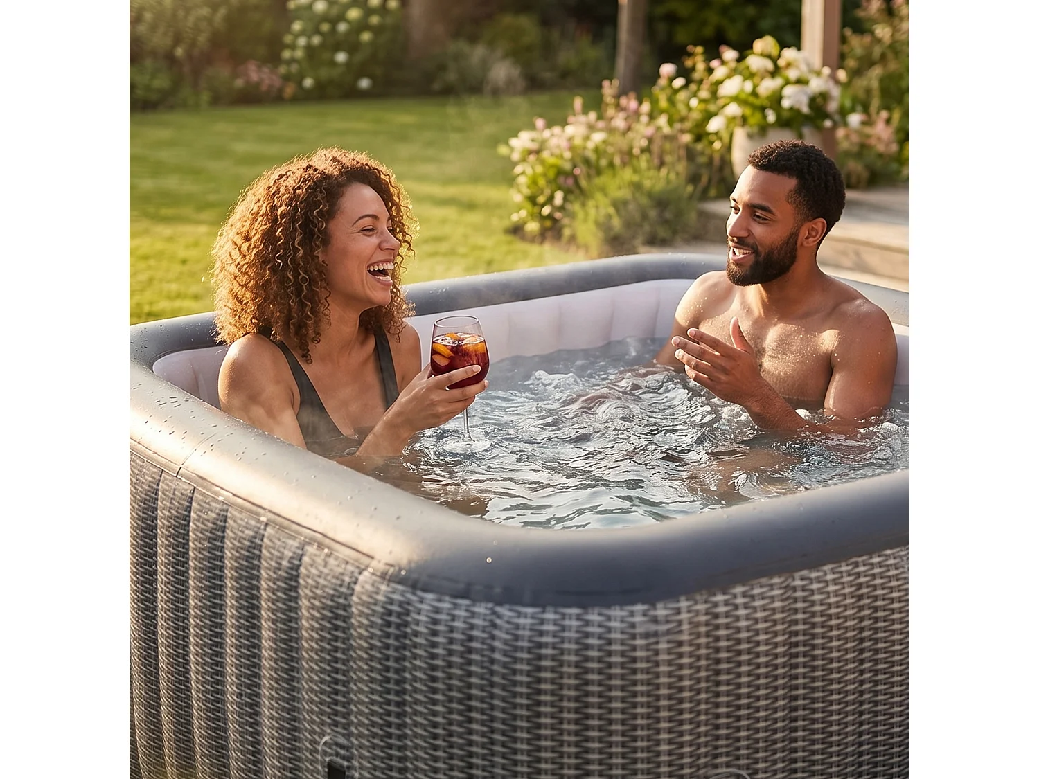 Wave Pacific | 4-6 Person Square Inflatable Hot Tub | EnergySave Bundle