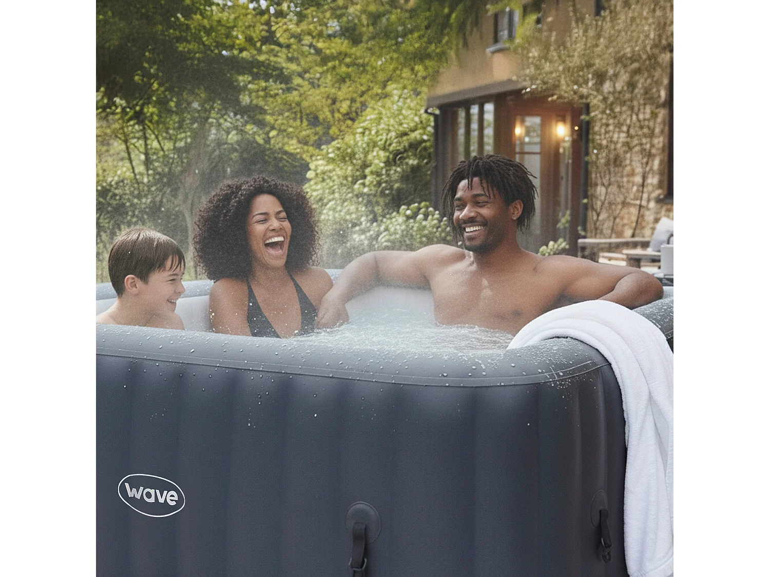 Wave Pacific | 4-6 Person Square Inflatable Hot Tub | EnergySave Bundle
