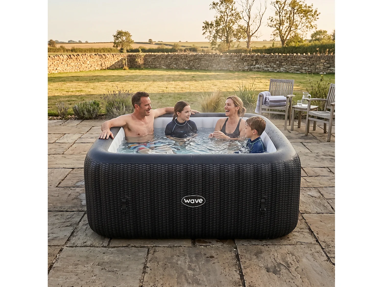Wave Pacific | 4-6 Person Square Inflatable Hot Tub | EnergySave Bundle