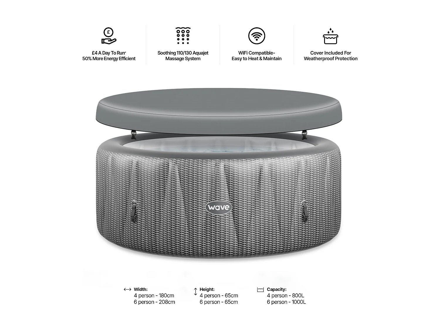 Wave Atlantic | 4-6 Person Round Inflatable Hot Tub