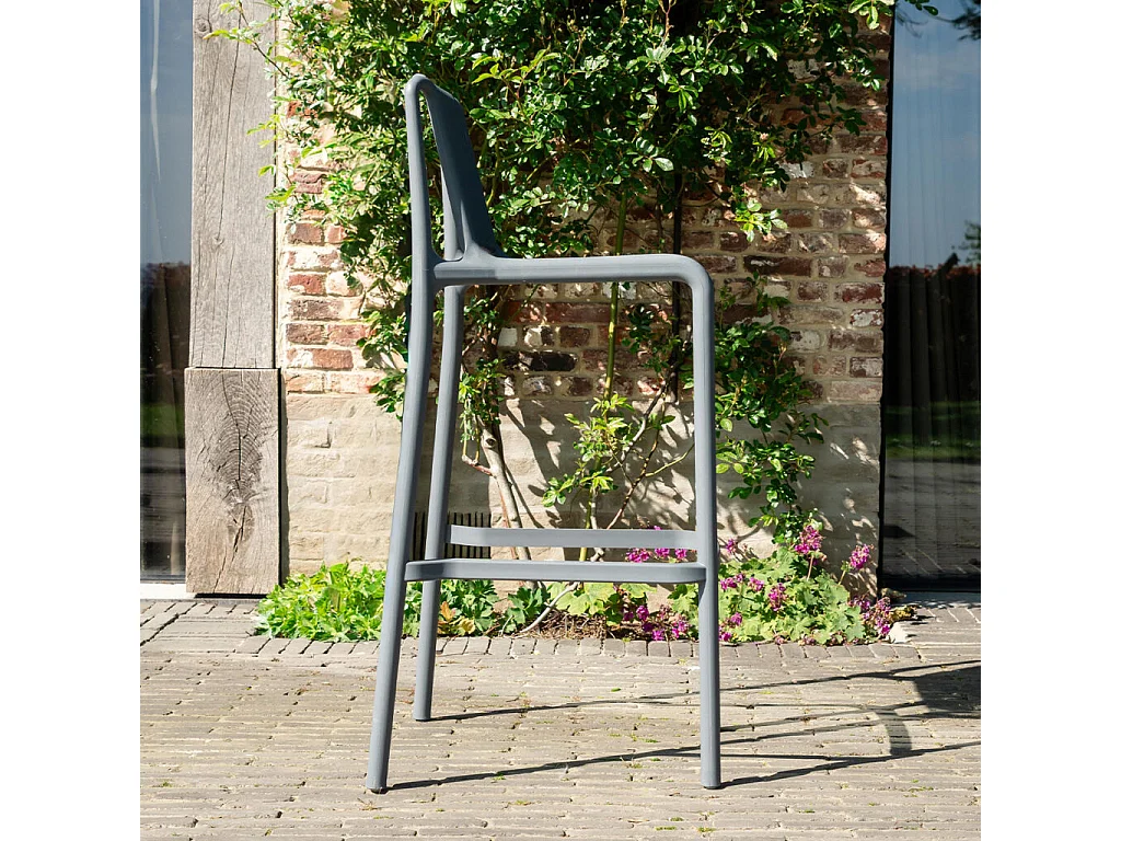 Chaise haute de jardin en résine Gris ANDREA