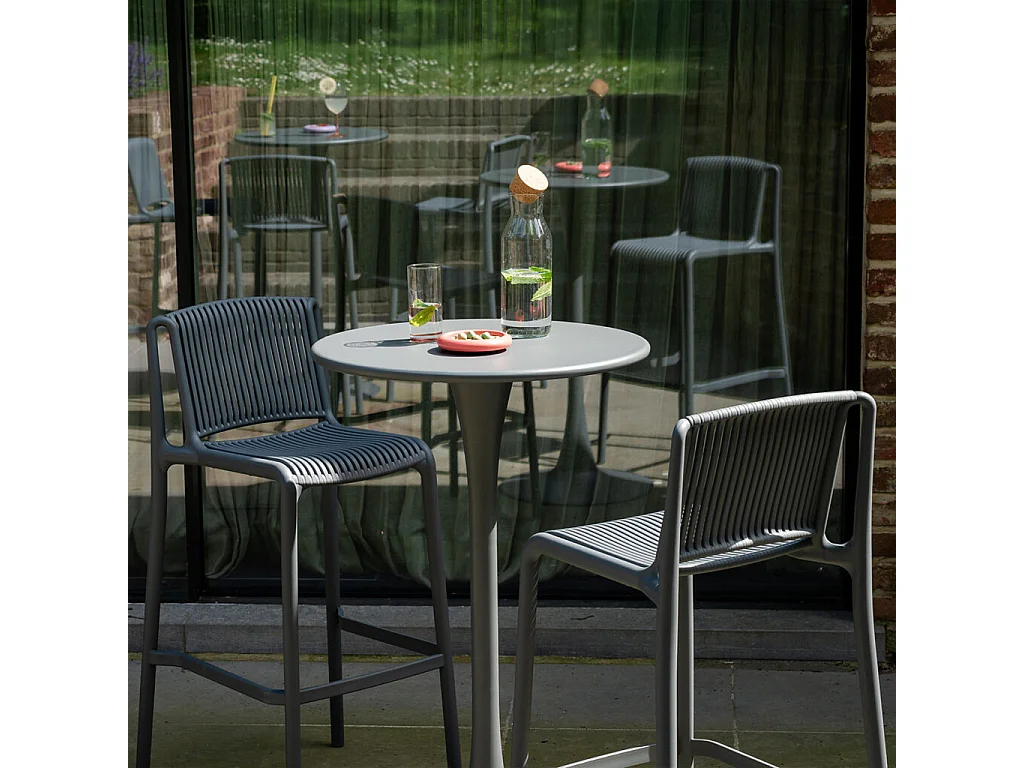 Lot de 2 Chaises hautes de jardin en résine Gris ANDREA
