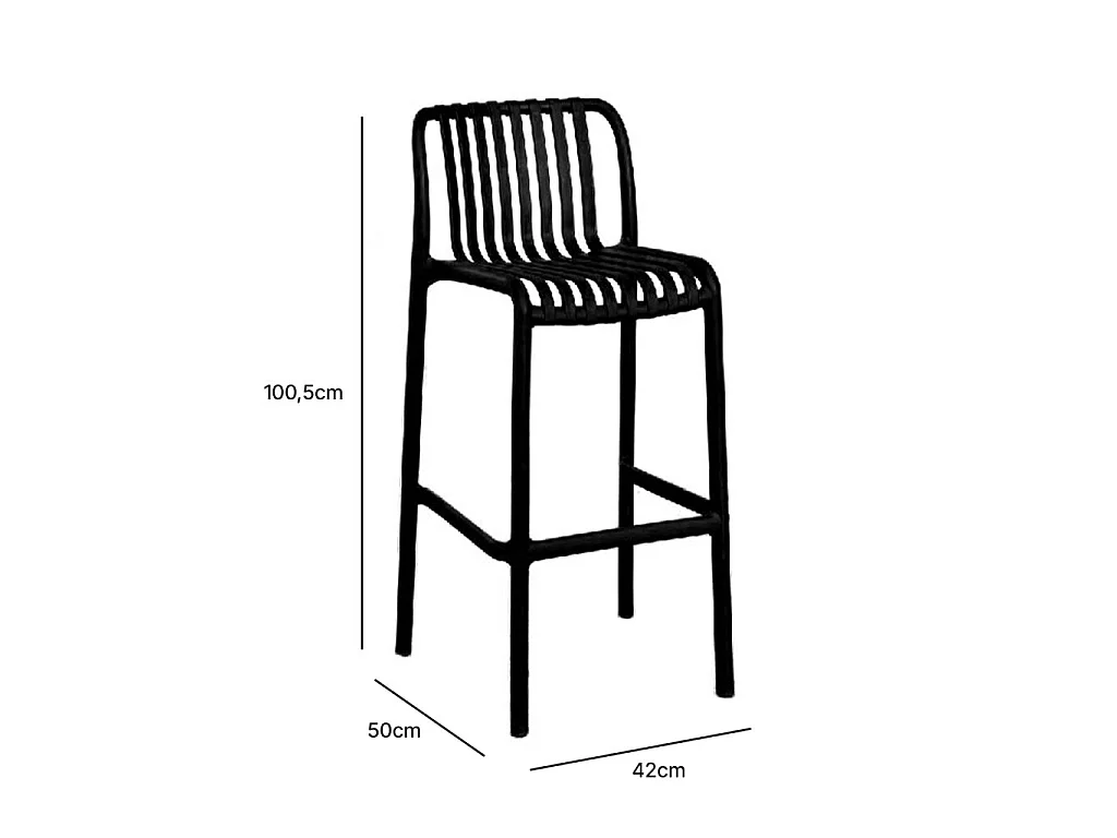 Lot de 2 Chaises hautes de jardin en résine Gris ANDREA