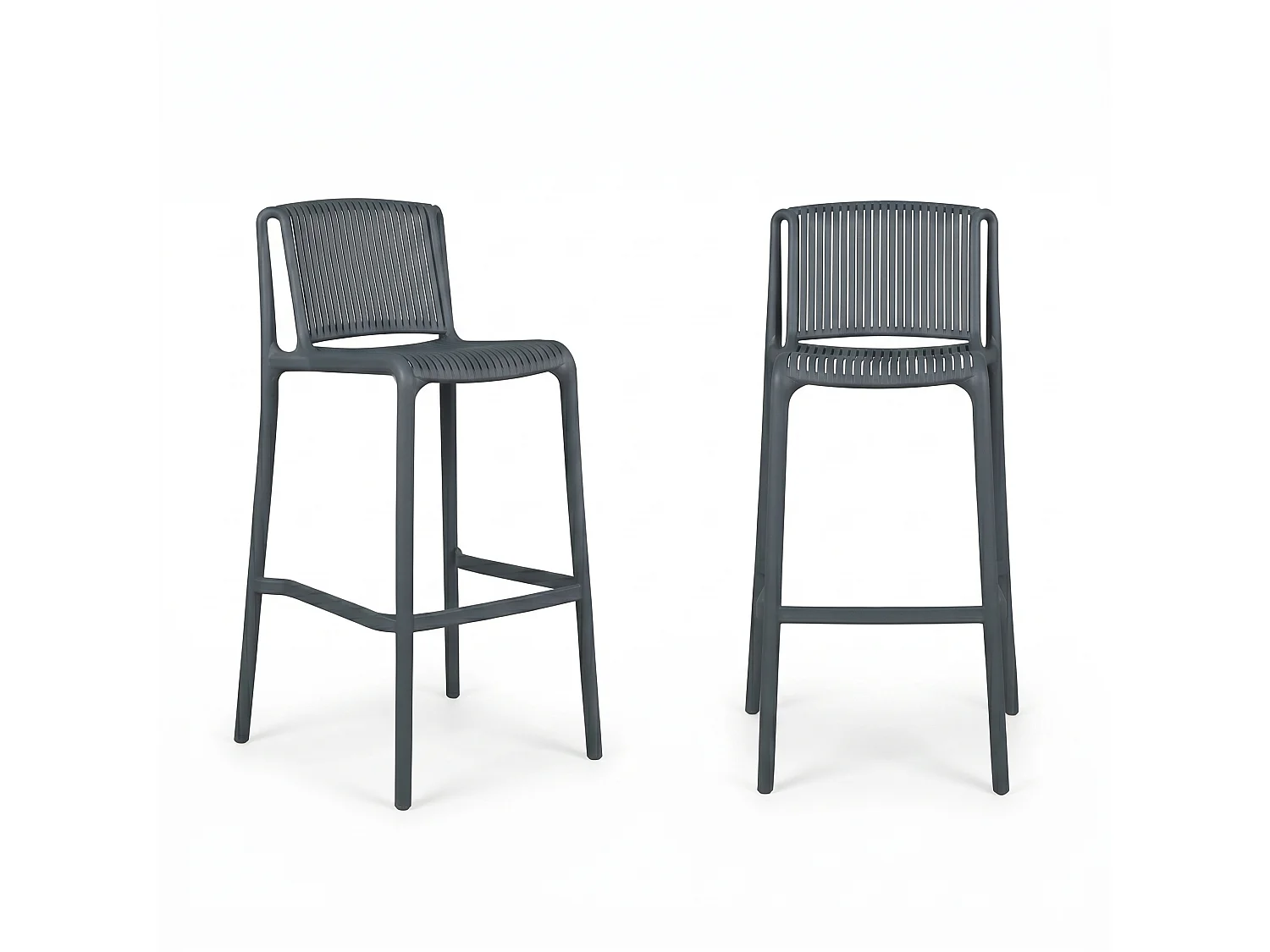 Lot de 2 Chaises hautes de jardin en résine Gris ANDREA