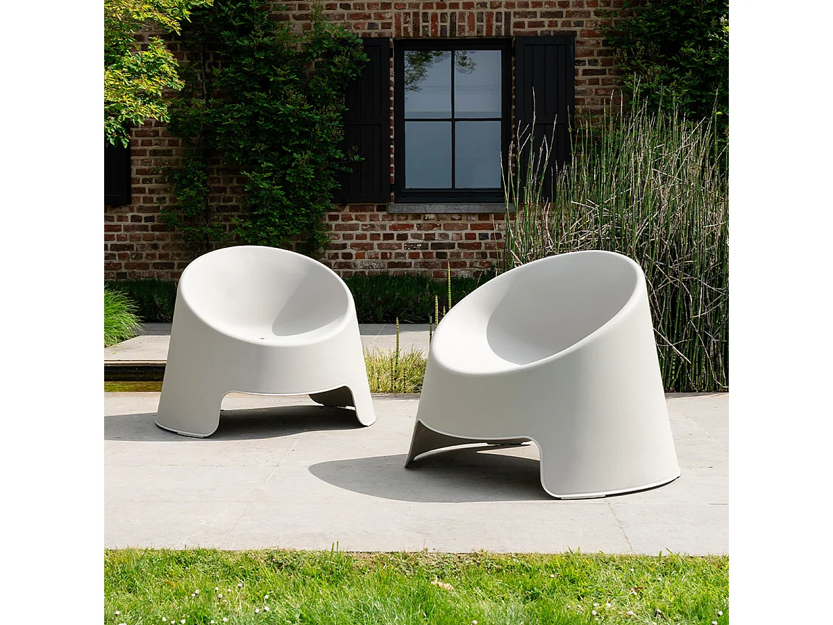 Fauteuil de jardin en résine beige BARBARA