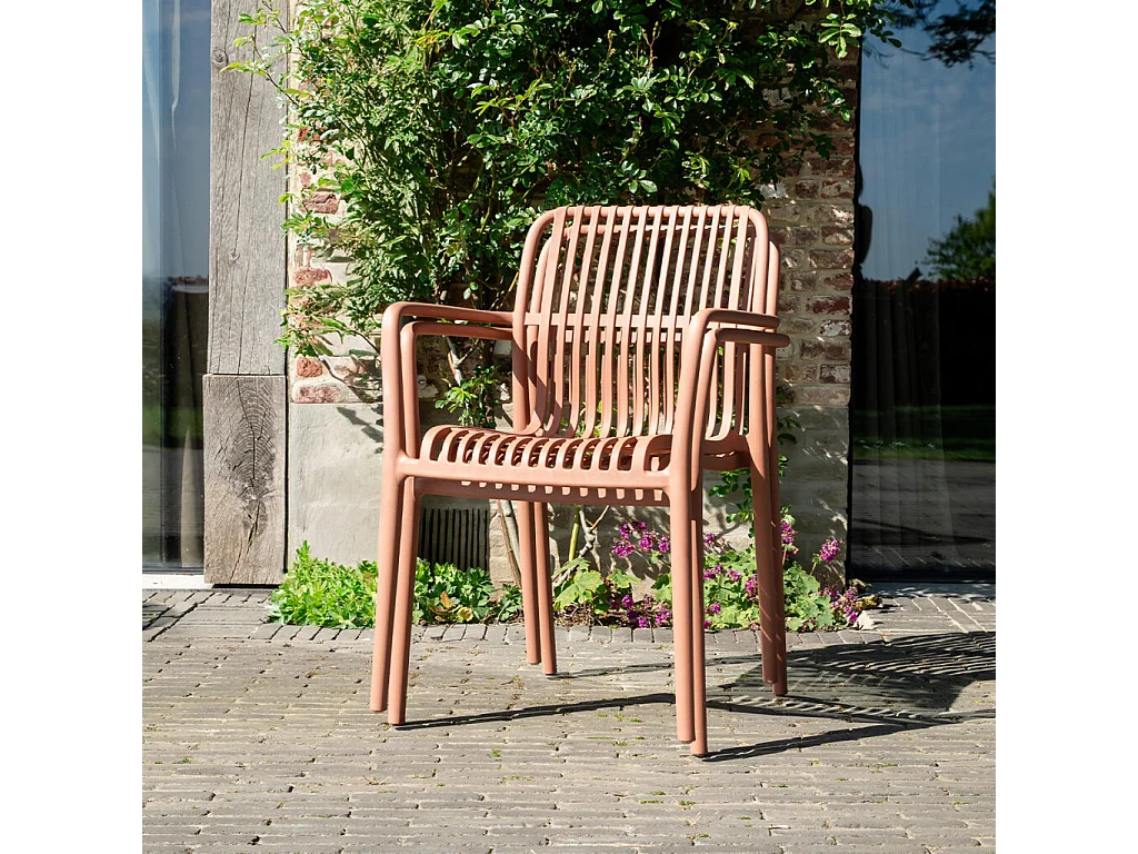 Lot de 2 chaises de jardin en résine Terracotta PALOMA