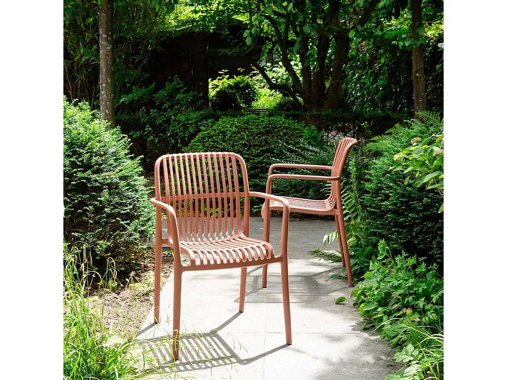 Lot de 2 chaises de jardin en résine Terracotta PALOMA