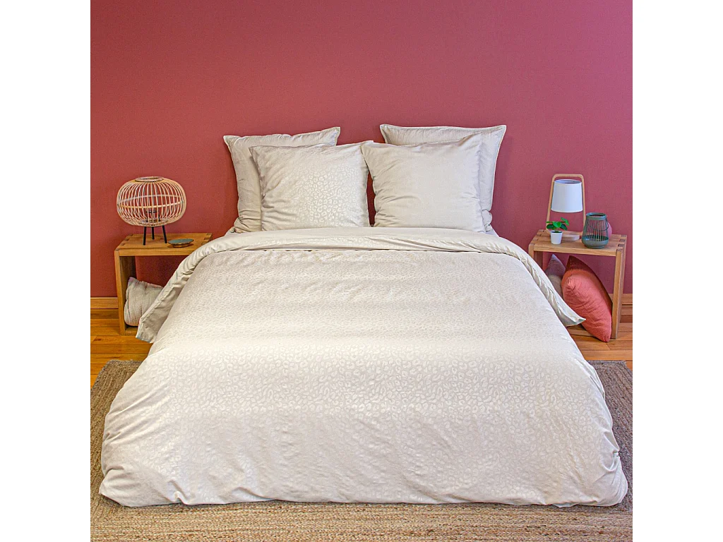 Ropa de cama de poliéster con estampado de leopardo, 2 plazas