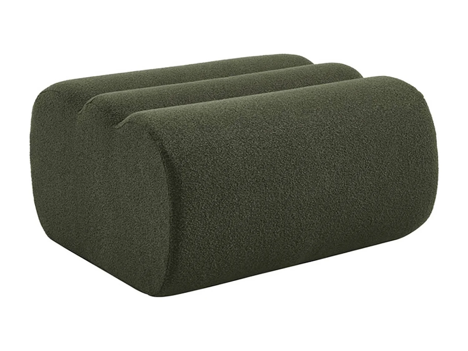 Chauffeuse bouclette texturée 1 place avec repose pieds kaki - Nova