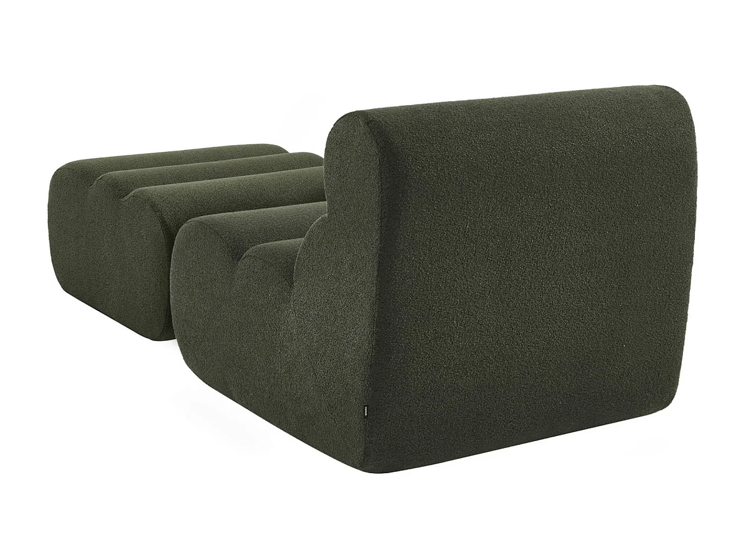 Chauffeuse bouclette texturée 1 place avec repose pieds kaki - Nova