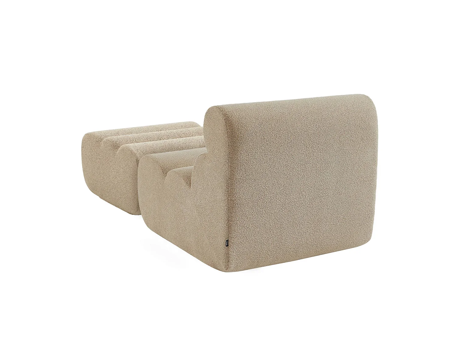 Chauffeuse bouclette texturée 1 place avec repose pieds beige - Nova
