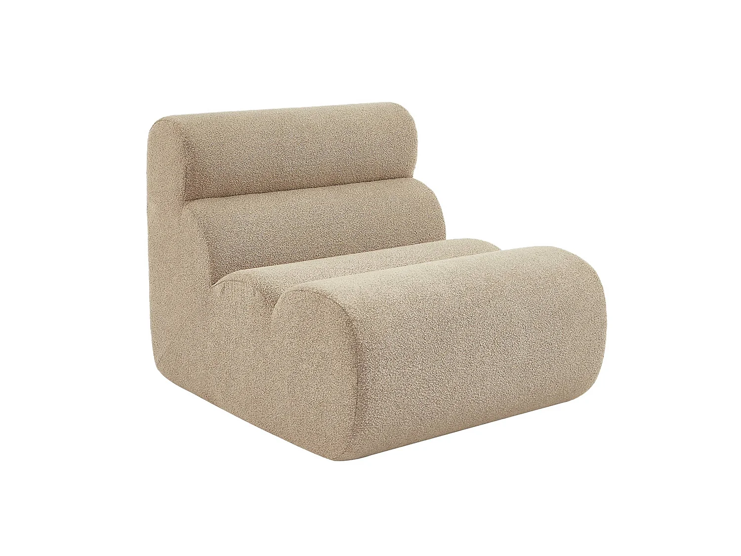 Chauffeuse bouclette texturée 1 place avec repose pieds beige - Nova