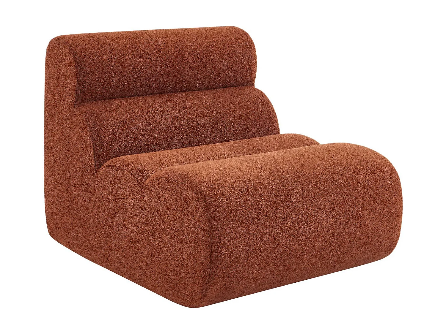 Sillón de borreguito texturizada con reposapiés terracota